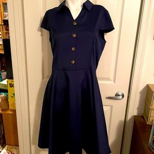 Navy Dress w/Buttons